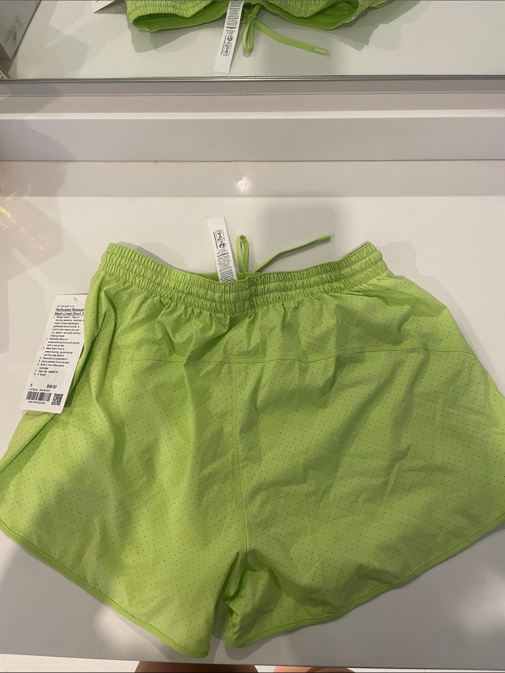 lululemon athletica Neon Lime Athletic Shorts with White Trim - Picture 3 of 3